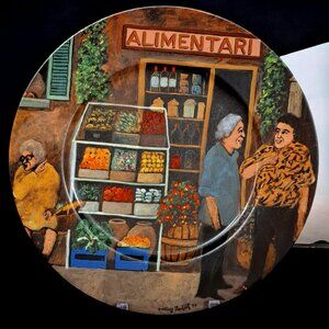 Guy Buffet Tuscan Storefronts ALIMENTARI Porcelain 10 7/8" Dinner Plate Germany